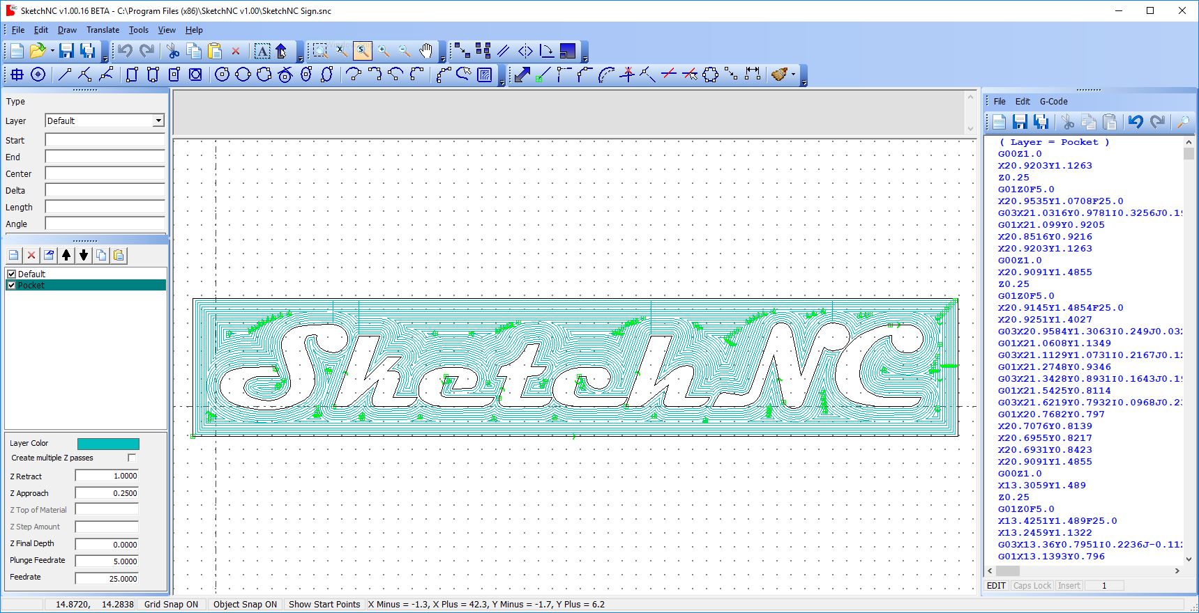 SketchNC v1 is a drawing to G-Code conversion tool. This software is currently under development, click the image to the left to visit its page.